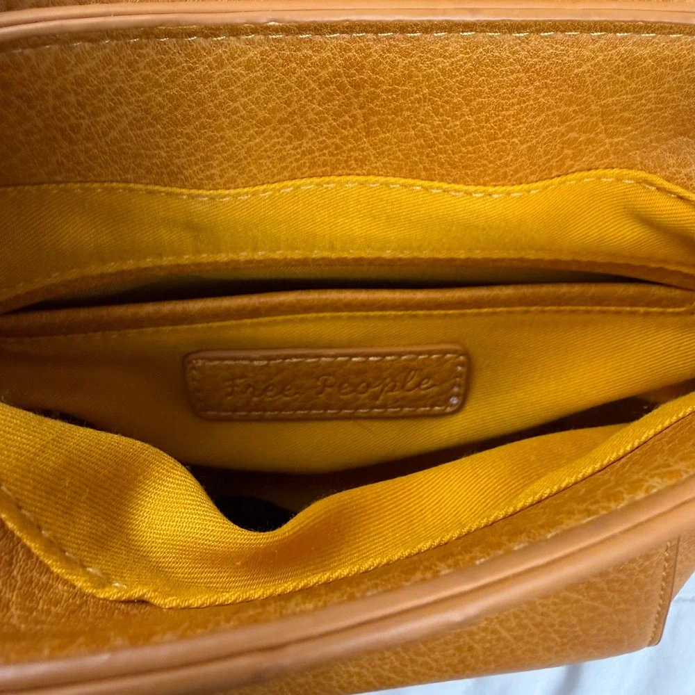 Free People Carrie Circle Mustard Shoulder Bag Bamboo Ring Boho